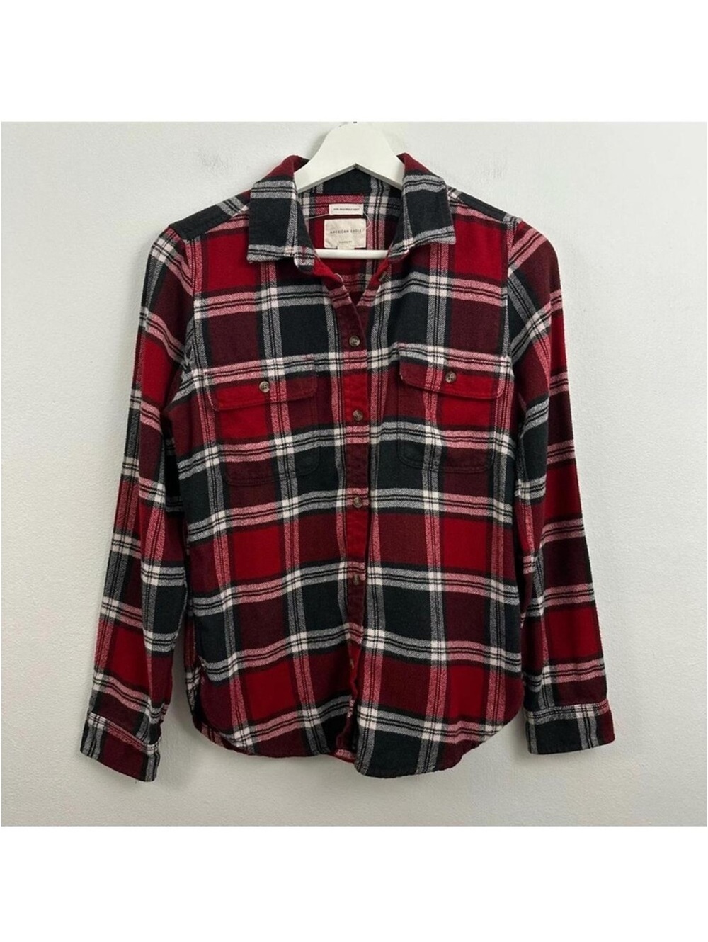 American Eagle Women’s Plaid Ahh-amazingly Soft Button Down Shirt Size S